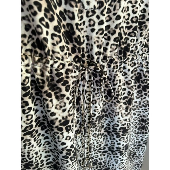 Vince Camuto Women's Leopard Print Drawstring Dress Size 4 Long Sleeve Scoop Hem - Picture 6 of 10